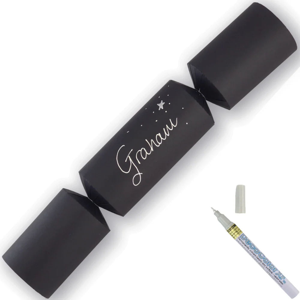Black | 12 Personalise Your Own Crackers | Make & Fill Your Own | With Pen - Image 8